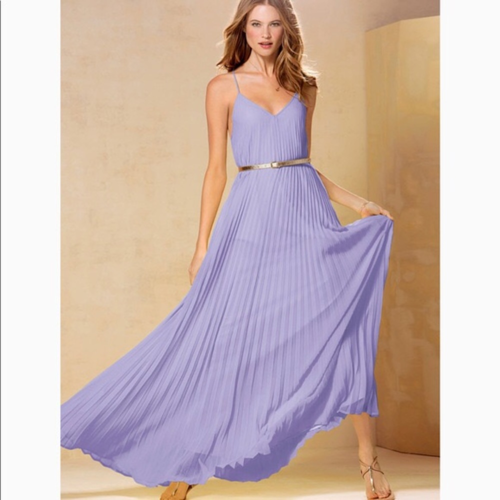 Victoria’s Secret Bright Lavender Purple Pleated V-Neck Racerback Maxi Dress